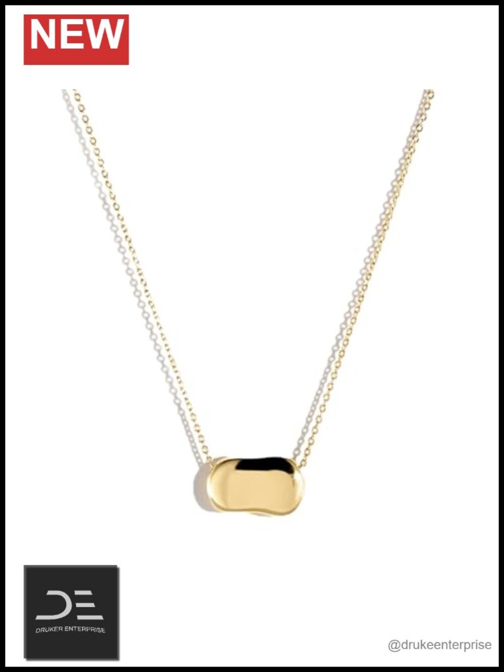 14k Gold Plated Organic Pendant Necklace, 18" Layering Chain, Minimalist Jewelry